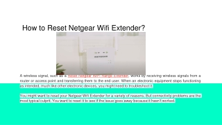 How to Reset Netgear Wifi Extender