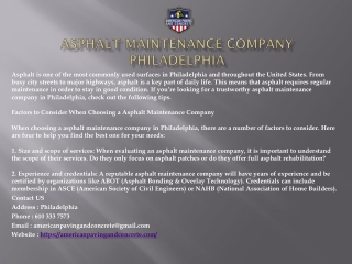 Asphalt Maintenance Company Philadelphia