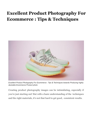 Excellent Product Photography For Ecommerce  Tips & Techniques -