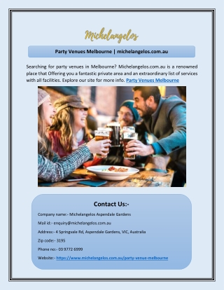 Party Venues Melbourne | michelangelos.com.au