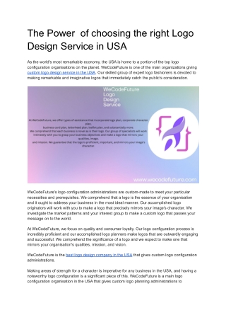 The power of choosing the right Logo Design Service in USA