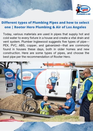 Different types of Plumbing Pipes and how to select one  Rooter Hero Plumbing & Air of Los Angeles