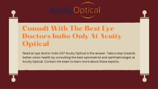 Consult With The Best Eye Doctors Indio Only At Acuity Optical