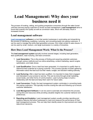 Lead Management_ Why does your business need it.