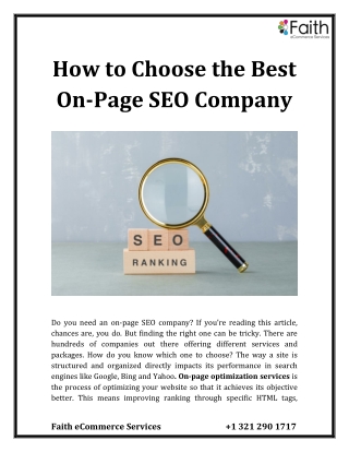 How to Choose the Best On-Page SEO Company