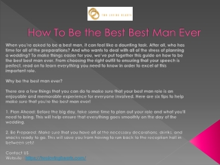 How To Be the Best Best Man Ever