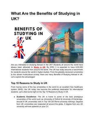What are the Benefits of Studying in UK_