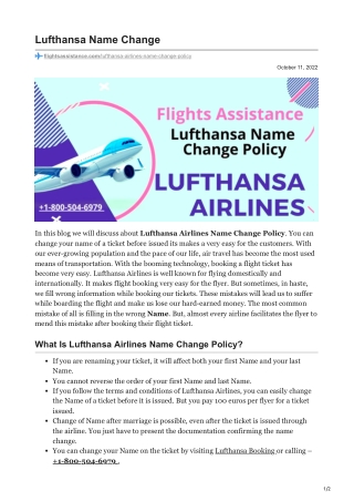 What Is Lufthansa Airlines Name Change Policy?