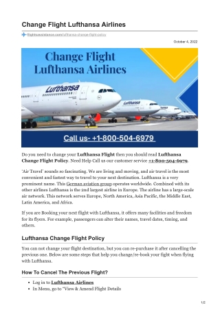 Lufthansa Change Flight Policy