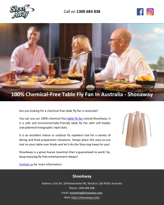 100% Chemical-Free Table Fly Fan In Australia – Shooaway