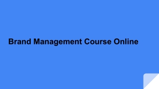 Brand Management Course Online