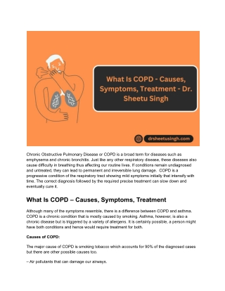 What Is COPD – Causes, Symptoms, Treatment – Dr. Sheetu Singh