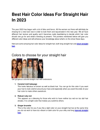 Best Hair Color Ideas For Straight Hair In 2023