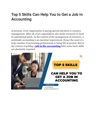 Top 5 Skills Can Help You to Get a Job in Accounting | Academy Tax4wealth