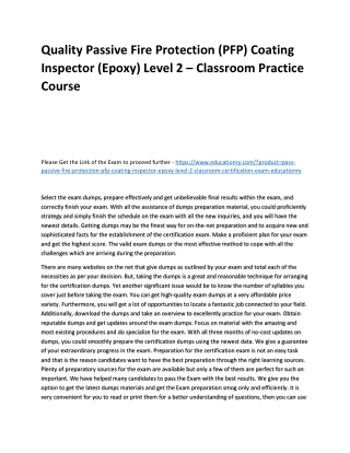 Passive Fire Protection (PFP) Coating Inspector (Epoxy) Level 2 – Classroom