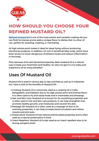 How Should You Choose Your Refined Mustard Oil