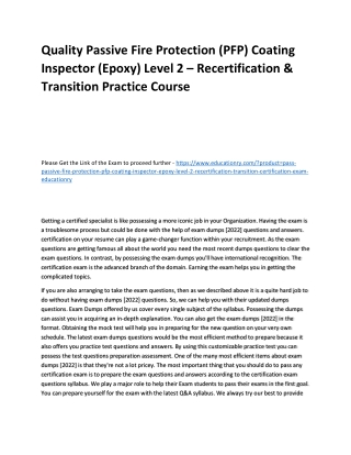 Passive Fire Protection (PFP) Coating Inspector (Epoxy) Level 2 – Recertificatio