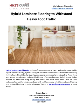 Hybrid Laminate Flooring To Withstand Heavy Foot Traffic