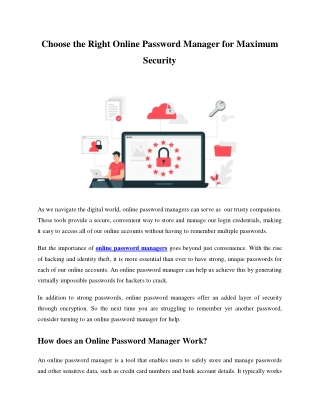 Choose the Right Online Password Manager for Maximum Security