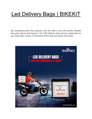Led Delivery Bags  | BIKEKIT