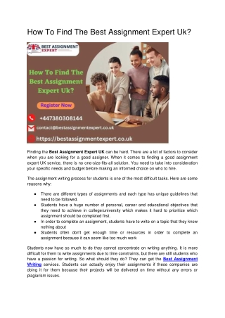 How To Find The Best Assignment Expert UK