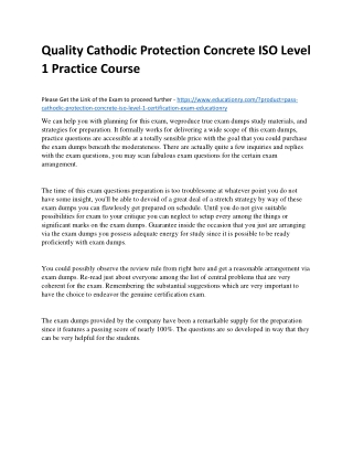 Cathodic Protection Concrete ISO Level 1