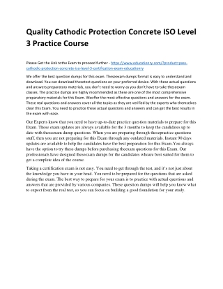 Cathodic Protection Concrete ISO Level 3