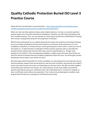 Cathodic Protection Buried ISO Level 3