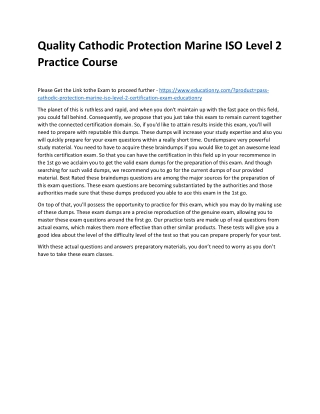 Cathodic Protection Marine ISO Level 2