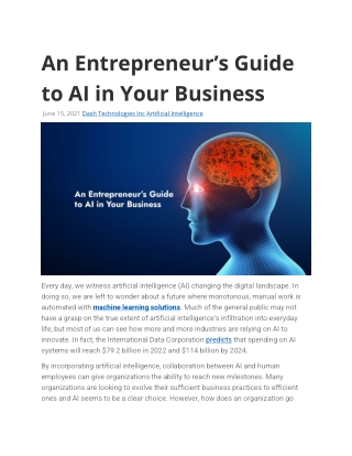 An Entrepreneur’s Guide to AI in Your Business