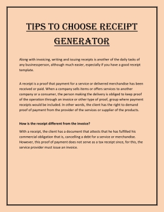 Tips To Choose Receipt Generator