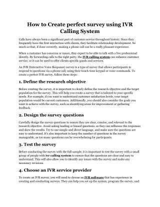 How to Create perfect survey using IVR Calling System.docx