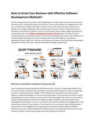 How to Grow Your Business with Effective Software Development Methods