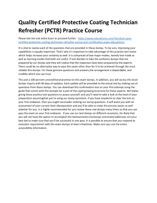 Certified Protective Coating Technician Refresher Course (PCTR)