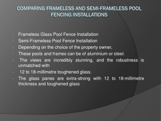 Comparing Frameless and Semi-frameless Pool Fencing Installations