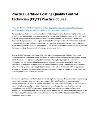 Certified Coating Quality Control Technician (CQCT)