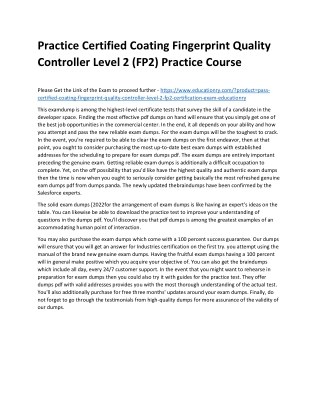 Certified Coating Fingerprint Quality Controller Level 2 (FP2)