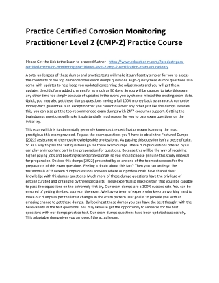 Certified Corrosion Monitoring Practitioner Level 2 (CMP-2)