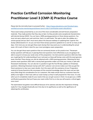 Certified Corrosion Monitoring Practitioner Level 3 (CMP-3)