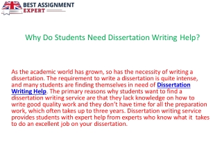 Why Do Students Need Dissertation Writing Help.
