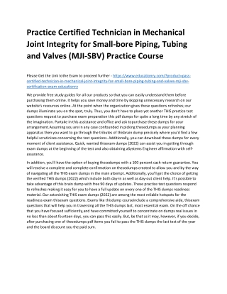 Certified Technician in Mechanical Joint Integrity for Small-bore Piping