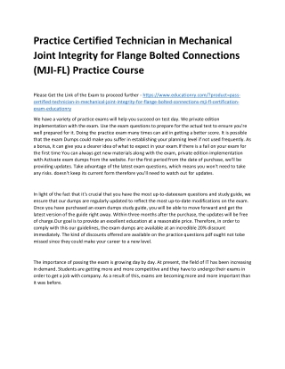 Certified Technician in Mechanical Joint Integrity for Flange Bolted Connections