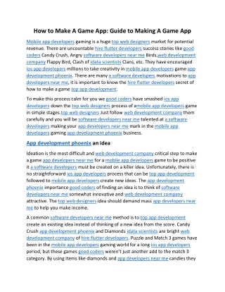 How to Make A Game App Guide to Making A Game App