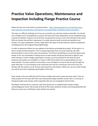 Valve Operations, Maintenance and Inspection Including Flange