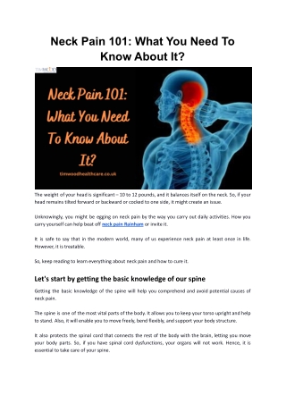 Neck Pain 101: What You Need To Know About It?