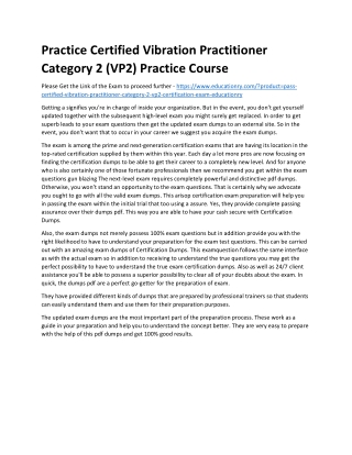 Certified Vibration Practitioner Category 2 (VP2)