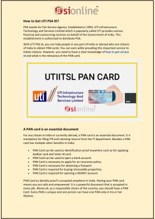 How to Get UTI PSA ID?