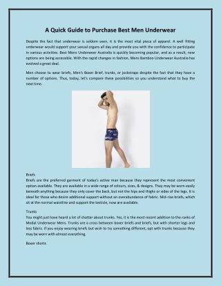 A Quick Guide to Purchase Best Men Underwear