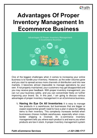 Advantages Of Proper Inventory Management In Ecommerce Business