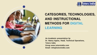 Categories, Technologies, and Instructional Methods for Digital Learning